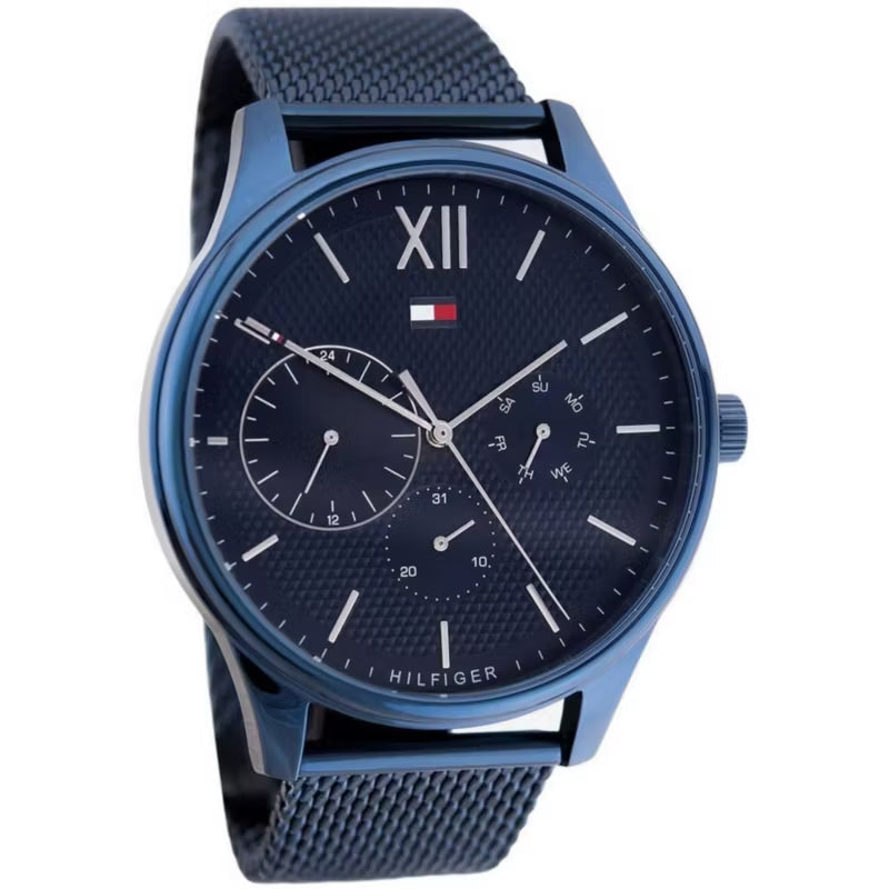  Shop Authentic Tommy Hilfiger Damon Quartz Blue Dial Blue Mesh Bracelet Watch for Men - 1791421 - Luxxuri