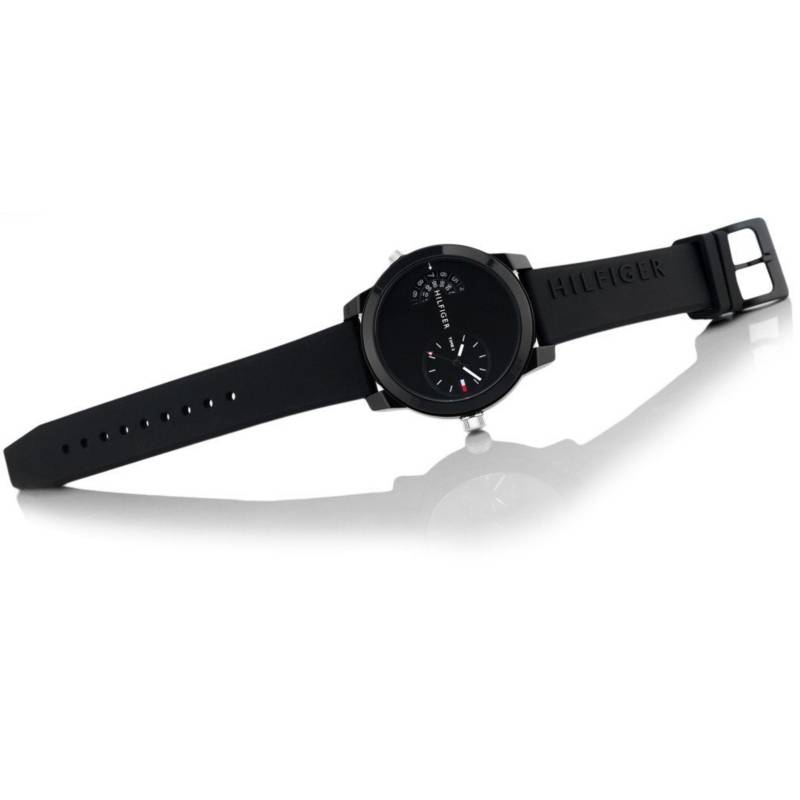  Shop Authentic Tommy Hilfiger Denim Black Dial Black Rubber Strap Watch for Men - 1791555 - Luxxuri