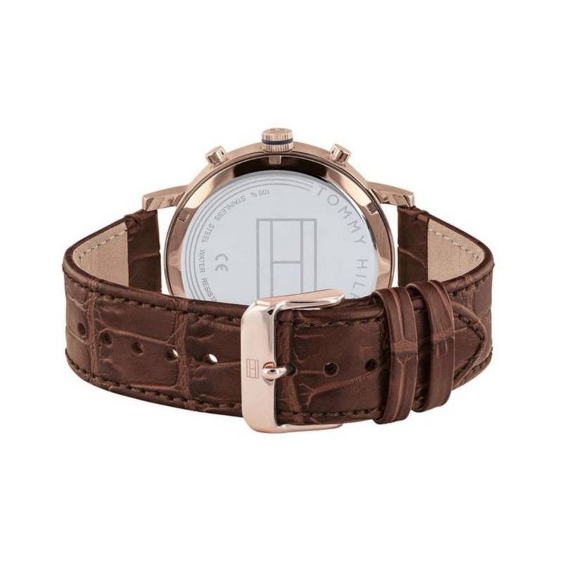  Shop Authentic Tommy Hilfiger Evan White Dial Brown Leather Strap Watch for Men - 1710394 - Luxxuri