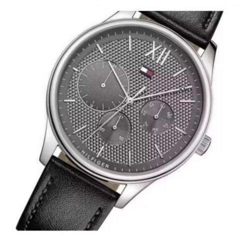  Shop Authentic Tommy Hilfiger Damon Multifunction Black Dial Black Leather Strap Watch for Men - 1791417 - Luxxuri