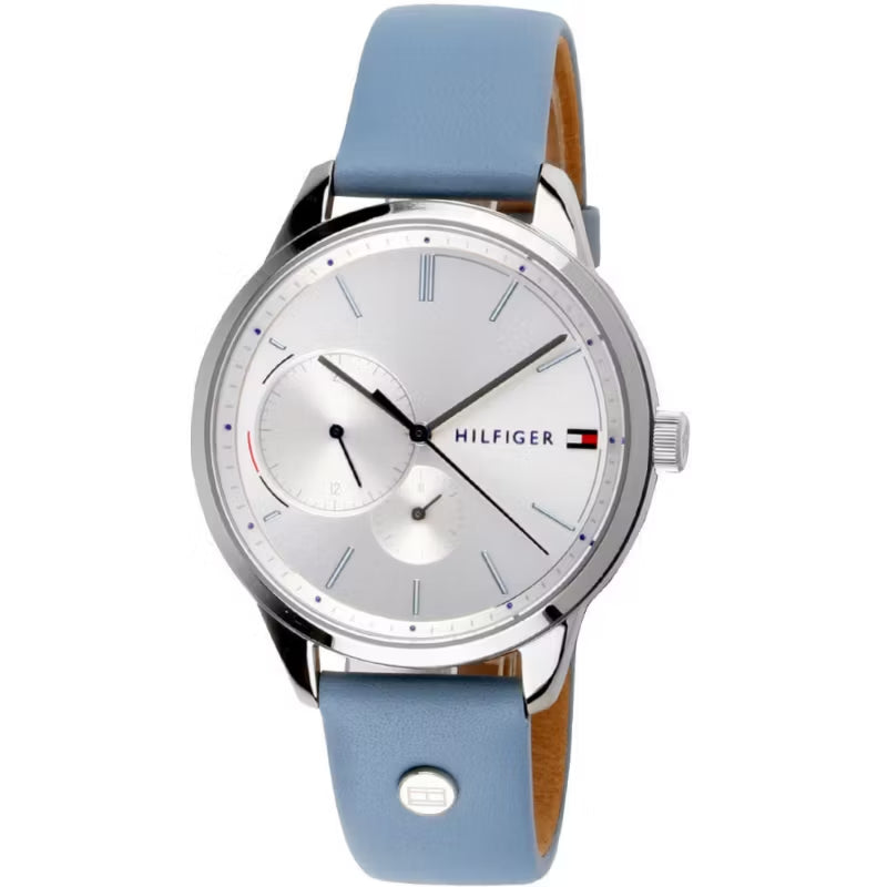  Shop Authentic Tommy Hilfiger Brooke Silver Dial Blue Leather Strap Watch for Women - 1782023 - Luxxuri
