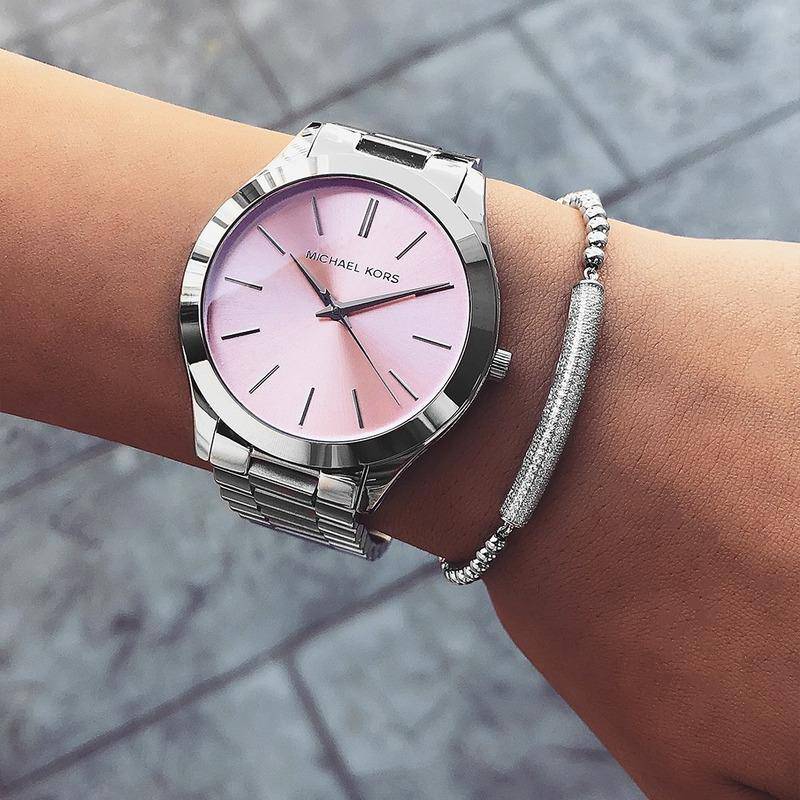  Shop Authentic Michael Kors Slim Runway Quartz Pink Dial Silver Steel Strap Watch For Women - MK3380 - Luxxuri