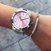  Shop Authentic Michael Kors Slim Runway Quartz Pink Dial Silver Steel Strap Watch For Women - MK3380 - Luxxuri
