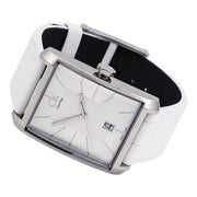  Shop Authentic Calvin Klein Window White Dial White Leather Strap Watch for Men - K2M21120 - Luxxuri