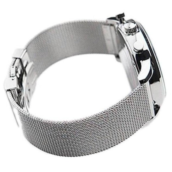  Shop Authentic Emporio Armani Classic Chronograph Quartz Silver Dial Silver Mesh Bracelet Watch For Men - AR0390 - Luxxuri