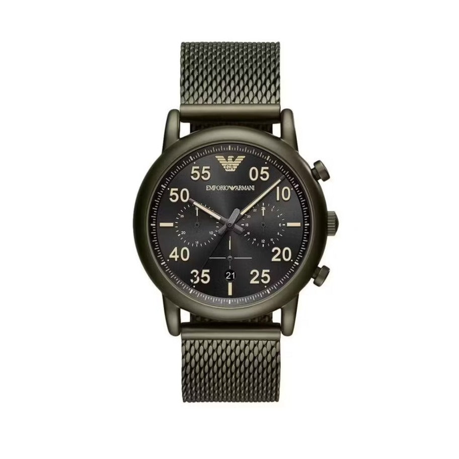 Shop Authentic Emporio Armani Luigi Quartz Chronograph Black Dial Green Mesh Bracelet Watch For Men - AR11115 - Luxxuri
