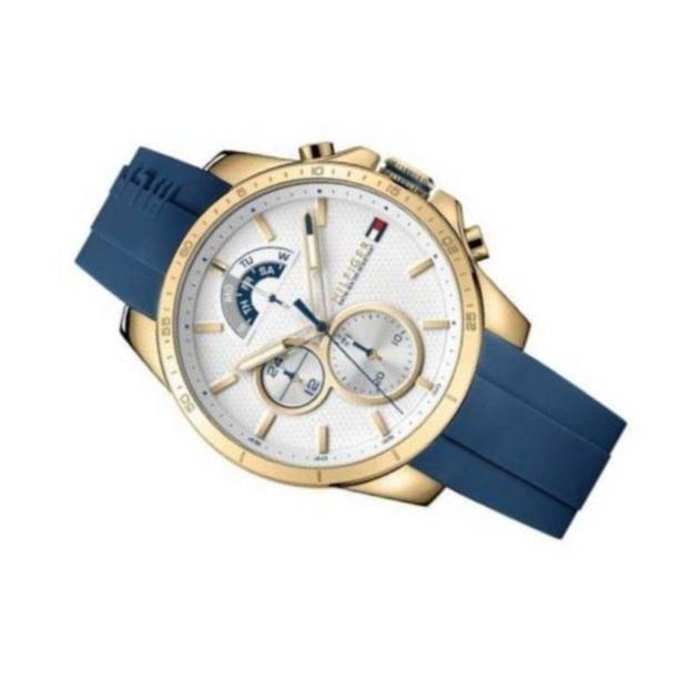  Shop Authentic Tommy Hilfiger Decker White Dial Blue Rubber Strap Watch for Men - 1791353 - Luxxuri