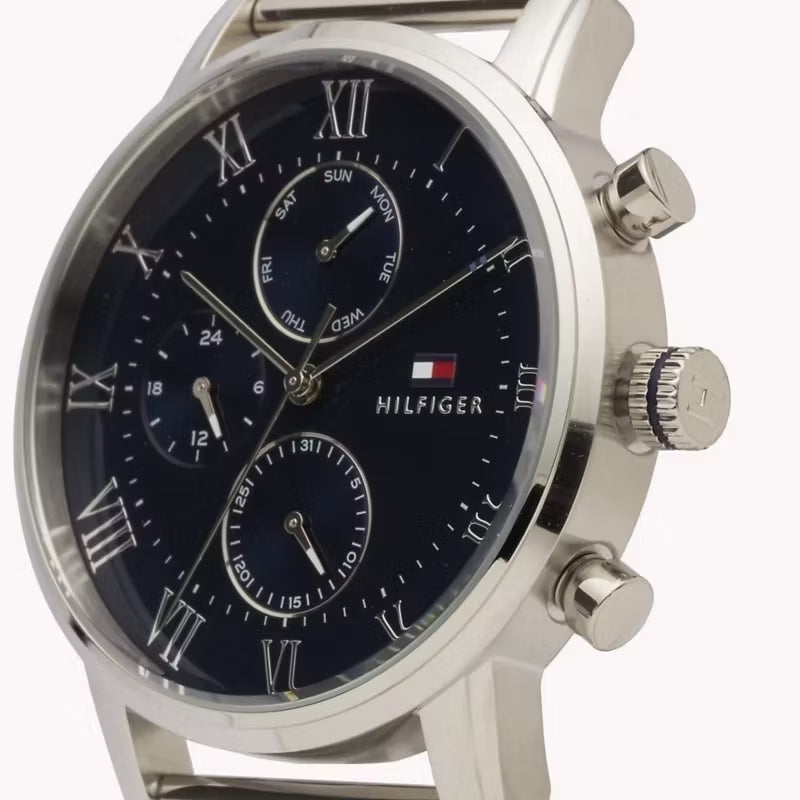  Shop Authentic Tommy Hilfiger Kane Quartz Blue Dial Black Steel Strap Watch for Men - 1791456 - Luxxuri