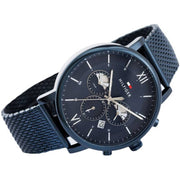  Shop Authentic Tommy Hilfiger Evan Blue Dial Blue Mesh Bracelet Watch for Men - 1710397 - Luxxuri