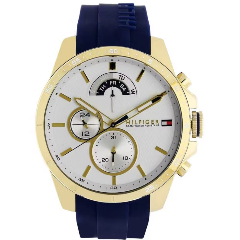  Shop Authentic Tommy Hilfiger Decker White Dial Blue Rubber Strap Watch for Men - 1791353 - Luxxuri