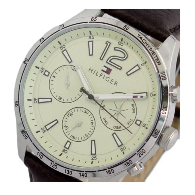  Shop Authentic Tommy Hilfiger Gavin Chronograph White Dial Brown Leather Strap Watch for Men - 1791467 - Luxxuri