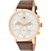  Shop Authentic Tommy Hilfiger Evan White Dial Brown Leather Strap Watch for Men - 1710394 - Luxxuri