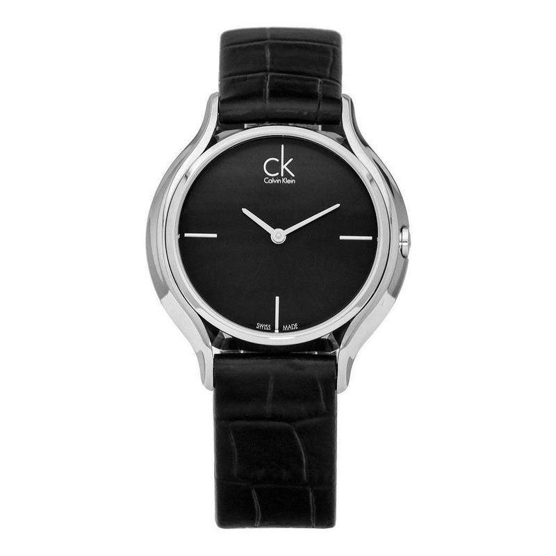  Shop Authentic Calvin Klein Skirt Black Dial Black Leather Strap Watch for Women  - K2U231C1 - Luxxuri