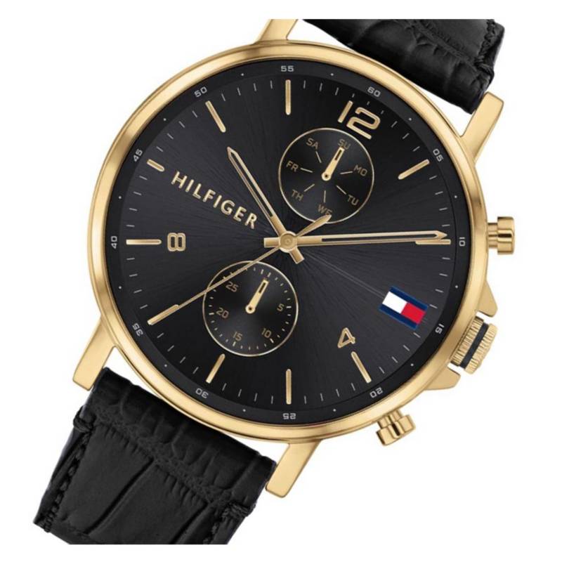 Shop Authentic Tommy Hilfiger Daniel Black Dial Black Leather Strap Watch for Men - 1710417 - Luxxuri