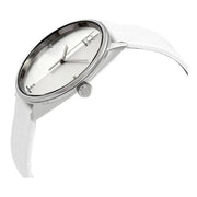  Shop Authentic Calvin Klein Accent Silver Dial White Leather Strap Watch for Women - K2Y2Y1KW - Luxxuri