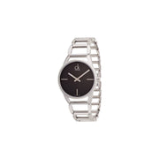  Shop Authentic Calvin Klein Stately Black Dial Silver Steel Strap Watch for Women - K3G23121 - Luxxuri