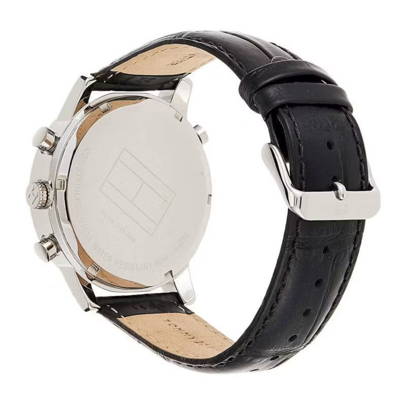  Shop Authentic Tommy Hilfiger Harrison Chronograph Black Dial Black Leather Strap Watch for Men - 1790875 - Luxxuri