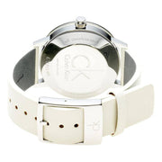  Shop Authentic Calvin Klein Post Minimal Silver Dial White Leather Strap Watch for Men - K7621126 - Luxxuri