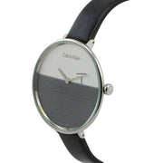  Shop Authentic Calvin Klein Rise White Grey Dial Black Leather Strap Watch for Women - K7A231C3 - Luxxuri