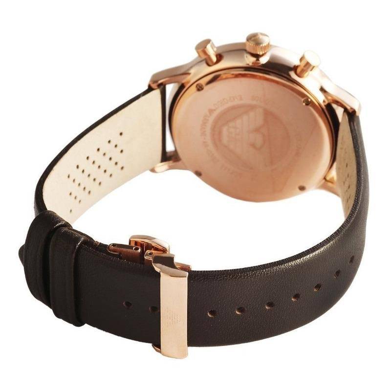  Shop Authentic Emporio Armani Classic Chronograph Brown Dial Brown Leather Strap Watch For Men - AR0387 - Luxxuri