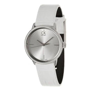  Shop Authentic Calvin Klein Accent Silver Dial White Leather Strap Watch for Women - K2Y2X1K6 - Luxxuri