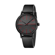  Shop Authentic Calvin Klein Boost Black Dial Black Leather Strap Watch for Men - K7Y214CY - Luxxuri