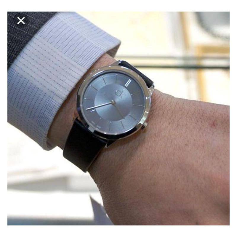  Shop Authentic Calvin Klein Minimal Black Dial Black Leather Strap Watch for Men - K3M211C4 - Luxxuri
