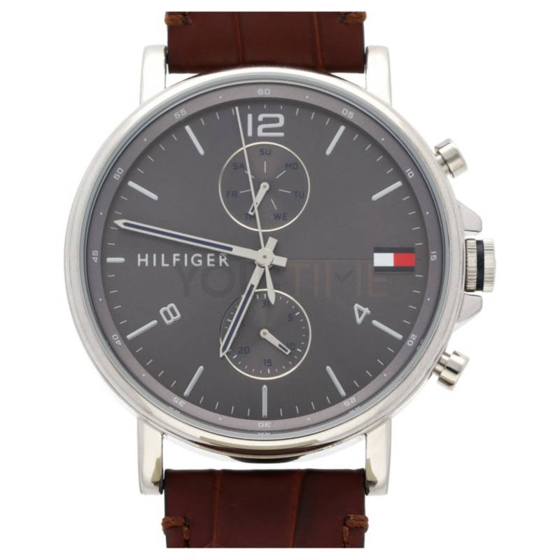 Shop Authentic Tommy Hilfiger Daniel Grey Dial Brown Leather Strap Watch for Men - 1710416 - Luxxuri