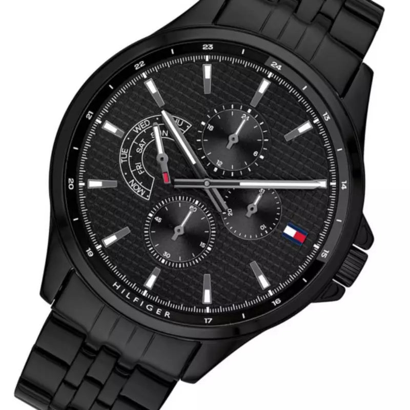  Shop Authentic Tommy Hilfiger Shawn Quartz Black Dial Black Steel Strap Watch for Men - 1791611 - Luxxuri
