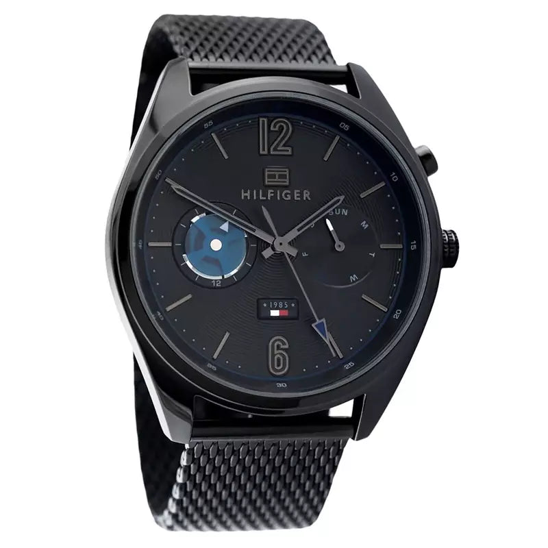  Shop Authentic Tommy Hilfiger Deacon Analog Black Dial Black Mesh Bracelet Watch for Men - 1791547 - Luxxuri