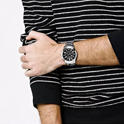 Shop Authentic Fossil Grant Chronograph Black Dial Silver Steel Strap Watch for Men - FS4736 - Luxxuri