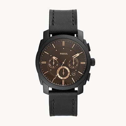  Shop Authentic Fossil Machine Chronograph Black Dial Black Leather Strap Watch for Men - FS5586 - Luxxuri