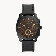  Shop Authentic Fossil Machine Chronograph Black Dial Black Leather Strap Watch for Men - FS5586 - Luxxuri
