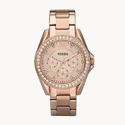  Shop Authentic Fossil Riley Multifunction Rose Gold Dial Rose Gold Steel Strap Watch for Women - ES2811 - Luxxuri