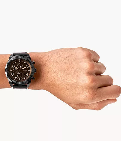  Shop Authentic Fossil Bronson Black Dial Brown Leather Strap Watch for Men - FS5714 - Luxxuri