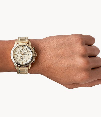  Shop Authentic Fossil Dean Chronograph Champagne Dial Gold Steel Strap Watch for Men - FS4867 - Luxxuri