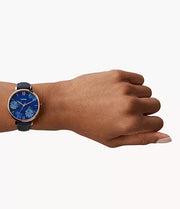  Shop Authentic Fossil Jacqueline Blue Dial Blue Leather Strap Watch for Women - ES4673 - Luxxuri