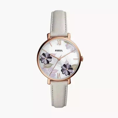  Shop Authentic Fossil Jacqueline Mother of Pearl Dial Grey Leather Strap Watch for Women - ES4672 - Luxxuri