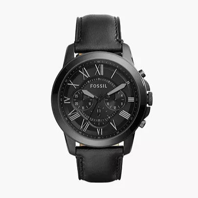  Shop Authentic Fossil Grant Chronograph Black Dial Black Leather Strap Watch for Men - FS5132 - Luxxuri
