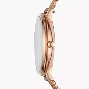  Shop Authentic Fossil Jacqueline Three-Hand White Dial Rose Gold Mesh Bracelet Watch for Women - ES4534 - Luxxuri