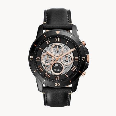  Shop Authentic Fossil Grant Sport Automatic Skeleton Black Dial Black Leather Strap Watch for Men - ME3138 - Luxxuri