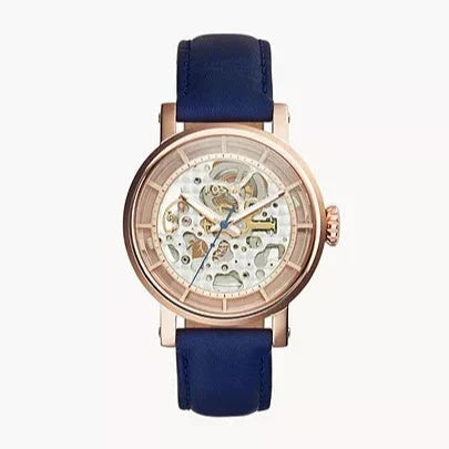  Shop Authentic Fossil Original Boyfriend Skeleton White Dial Blue Leather Strap Watch for Women - ME3086 - Luxxuri