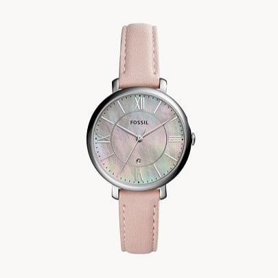  Shop Authentic Fossil Jacqueline Blush Mother of Pearl Dial Pink Leather Strap Watch for Women - ES4151 - Luxxuri