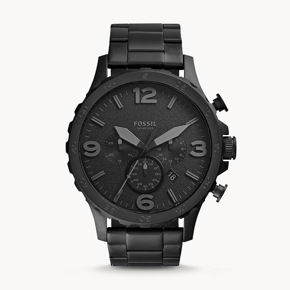  Shop Authentic Fossil Nate Chronograph Black Dial Black Steel Strap Watch for Men - JR1401 - Luxxuri