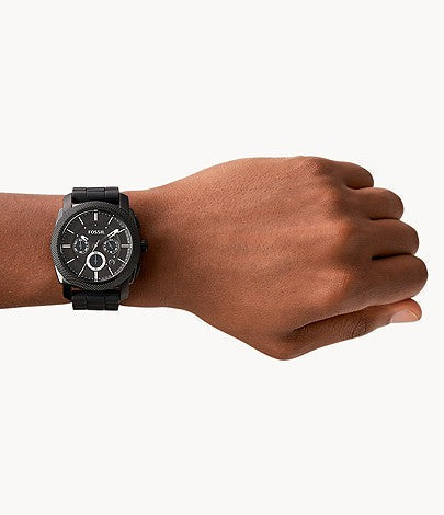  Shop Authentic Fossil Machine Chronograph Black Dial Black Silicone Strap Watch for Men - FS4487 - Luxxuri