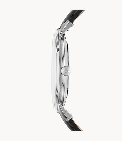  Shop Authentic Fossil The Minimalist Carbon Series Black Dial Black Leather Strap Watch for Men - FS5497 - Luxxuri