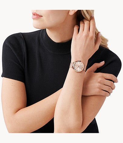  Shop Authentic Michael Kors Portia Rose Gold Dial Rose Gold Mesh Bracelet Watch for Women - MK3845 - Luxxuri