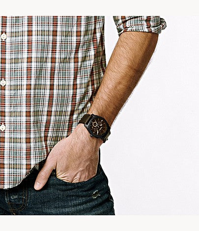  Shop Authentic Fossil Machine Flight Chronograph Brown Dial Brown Leather Strap Watch for Men - FS4656 - Luxxuri