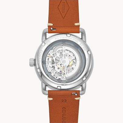  Shop Authentic Fossil Commuter Automatic Skeleton Blue Dial Brown Leather Strap Watch for Men - ME3159 - Luxxuri