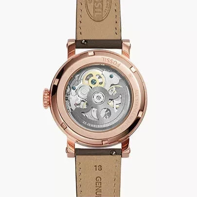  Shop Authentic Fossil Boyfriend Automatic Skeleton Grey Dial Grey Leather Strap Watch for Women - ME3089 - Luxxuri